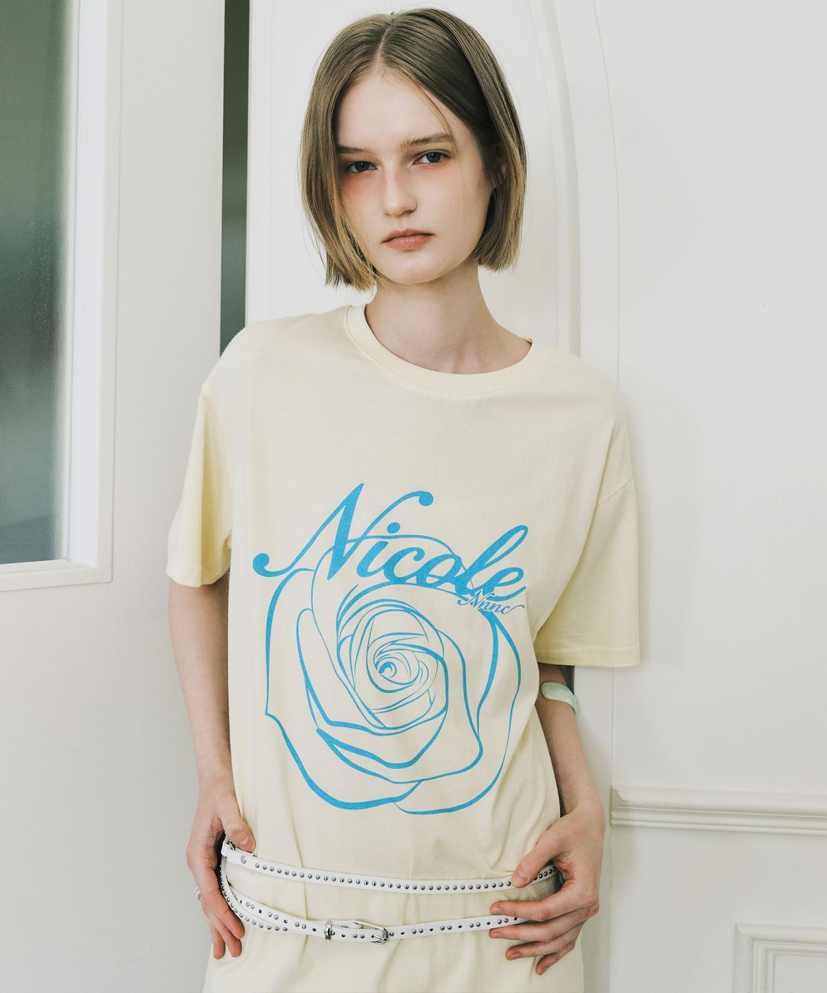 닉앤니콜(NICK&NICOLE) NICOLE ROSE SLEEVE TOP_YELLOW BLUE
