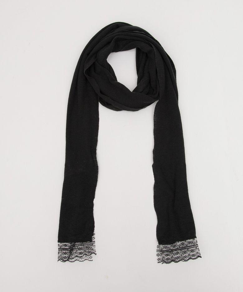 LACE SLIM SCARF BLACK