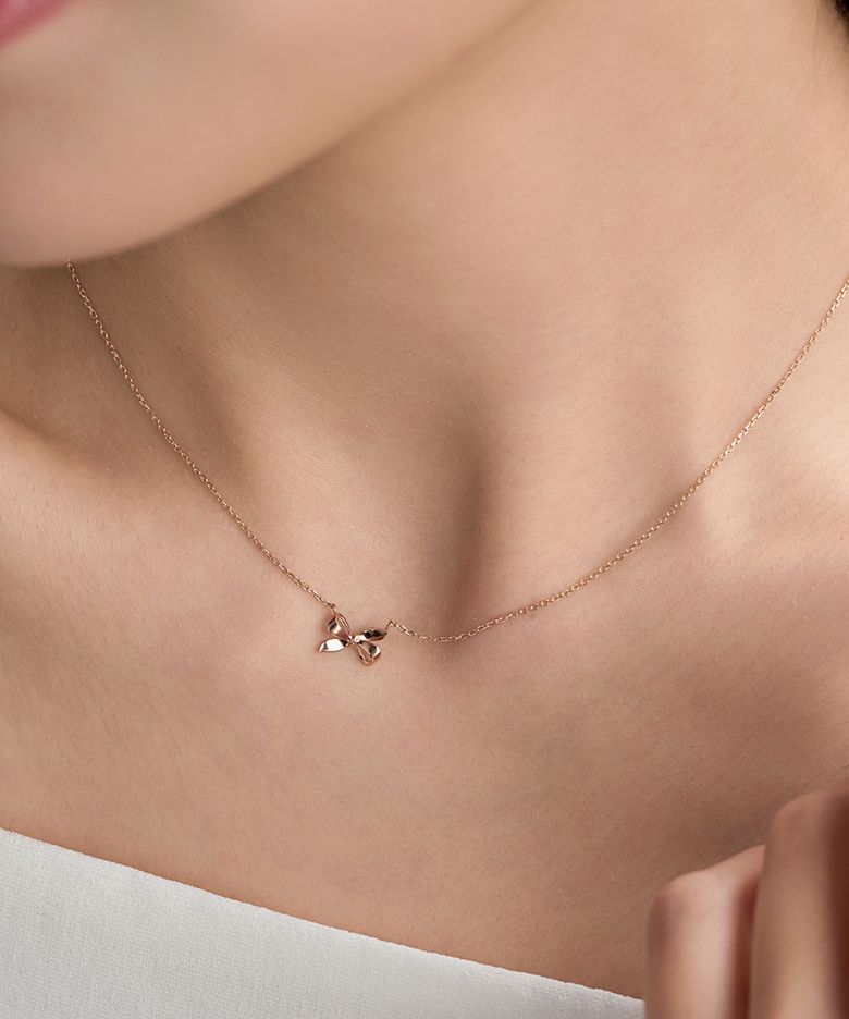 디어 리본 10K 골드 목걸이 LNT26006T