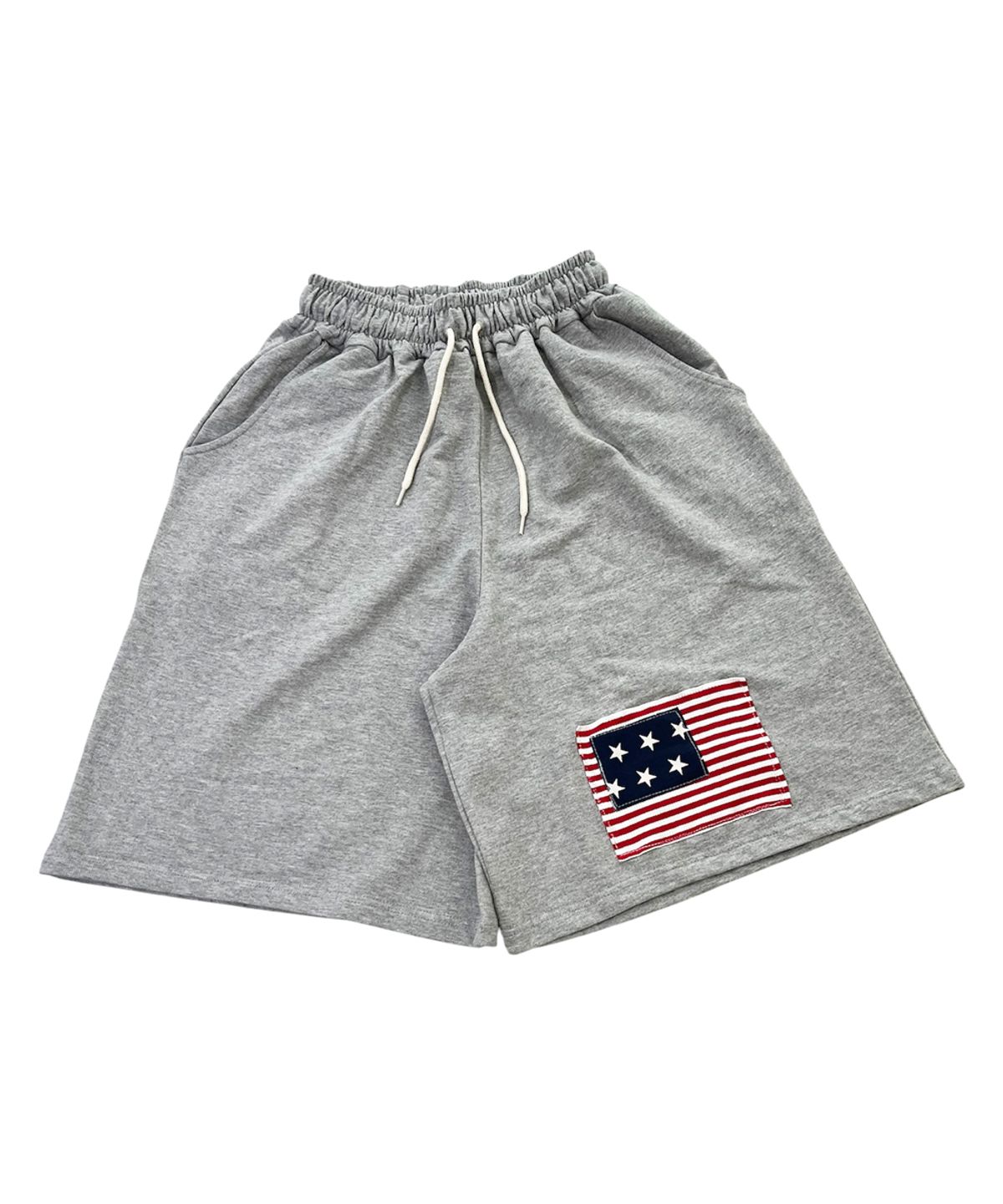 스케이터락(SK8ER ROCK) Lag Raid Patchwork Sweat Shorts ((Melange gray))