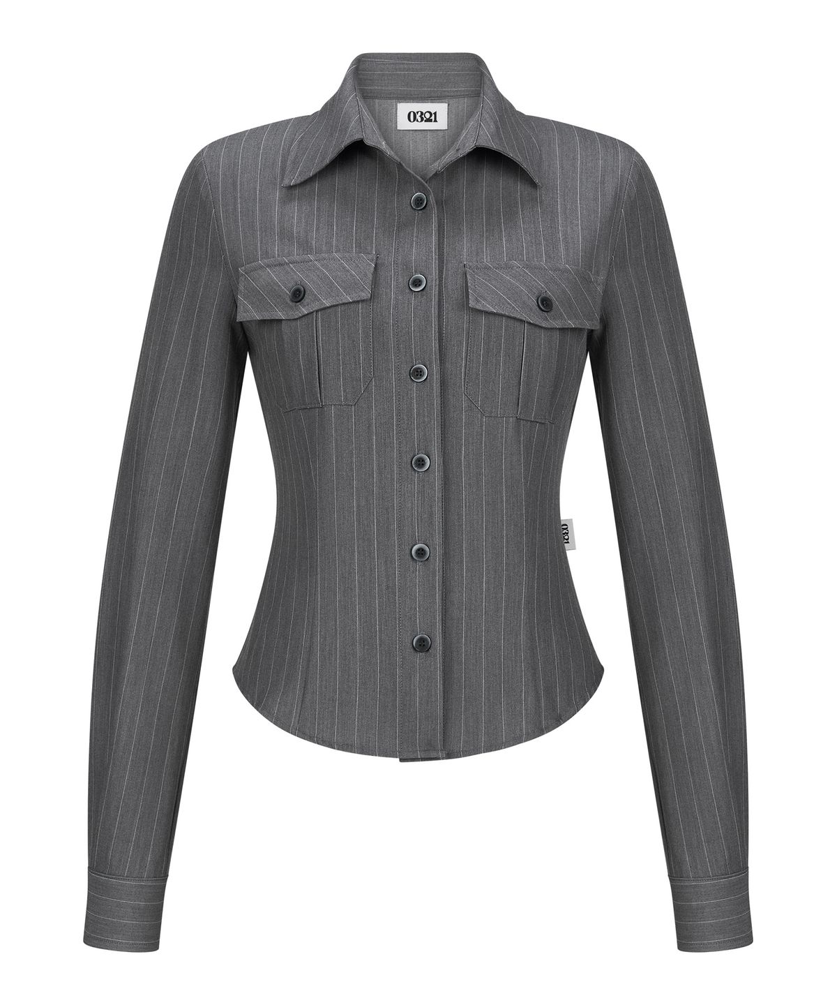 공삼이일(0321) STRIPE SLIM POCKET SHIRT Ver.1_GREY