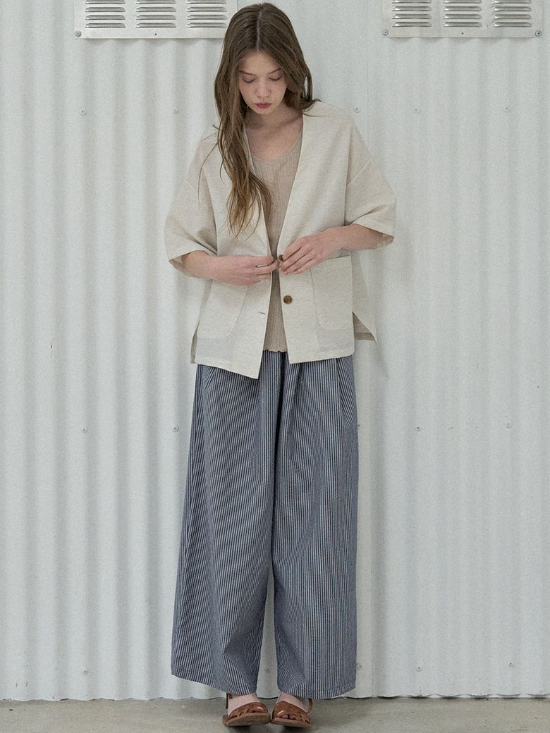 Linen Short Sleeve Cardigan Jacket - OATMEAL