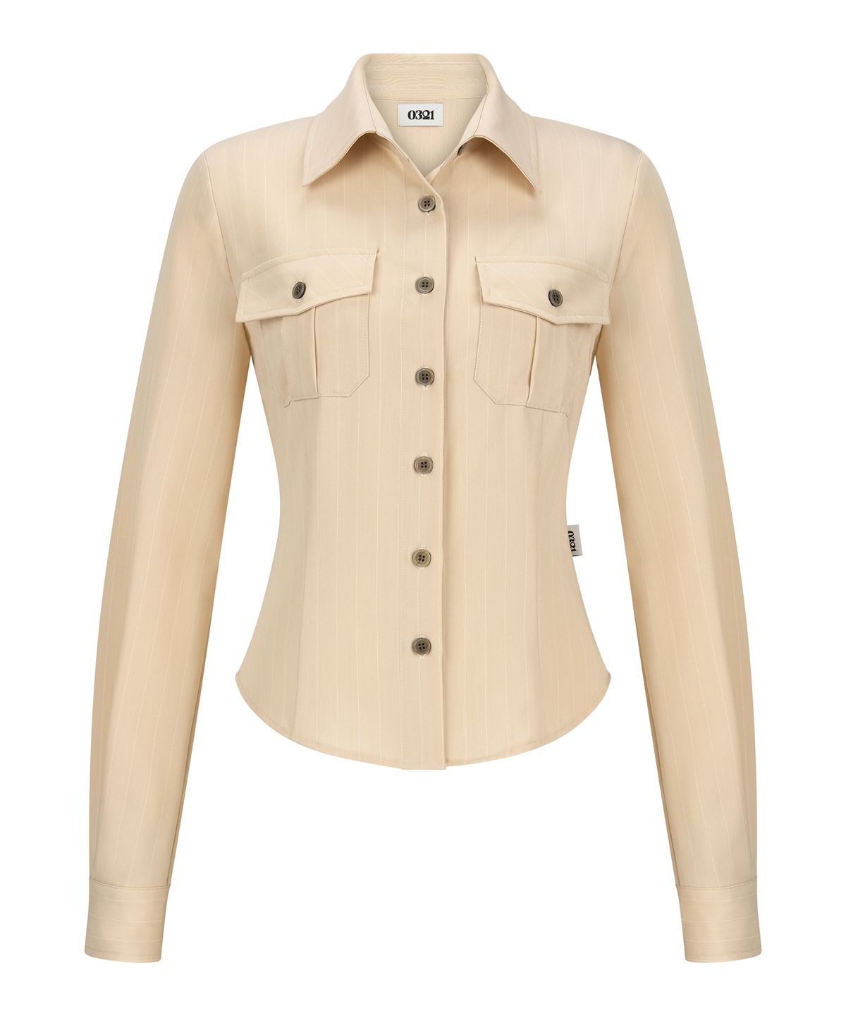 공삼이일(0321) STRIPE SLIM POCKET SHIRT Ver.1_BEIGE