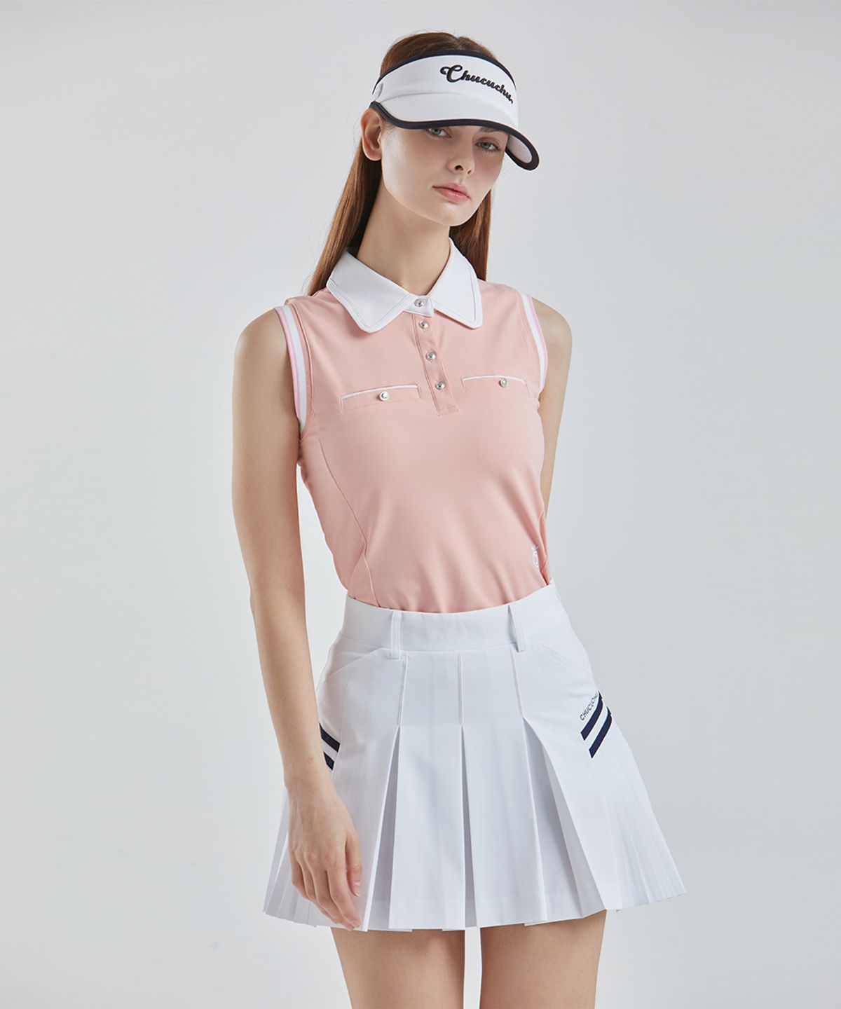 츄쿠츄(CHUCUCHU) 멜로우 카라 슬리브리스 탑 (PINK) CBFSS-TS011W