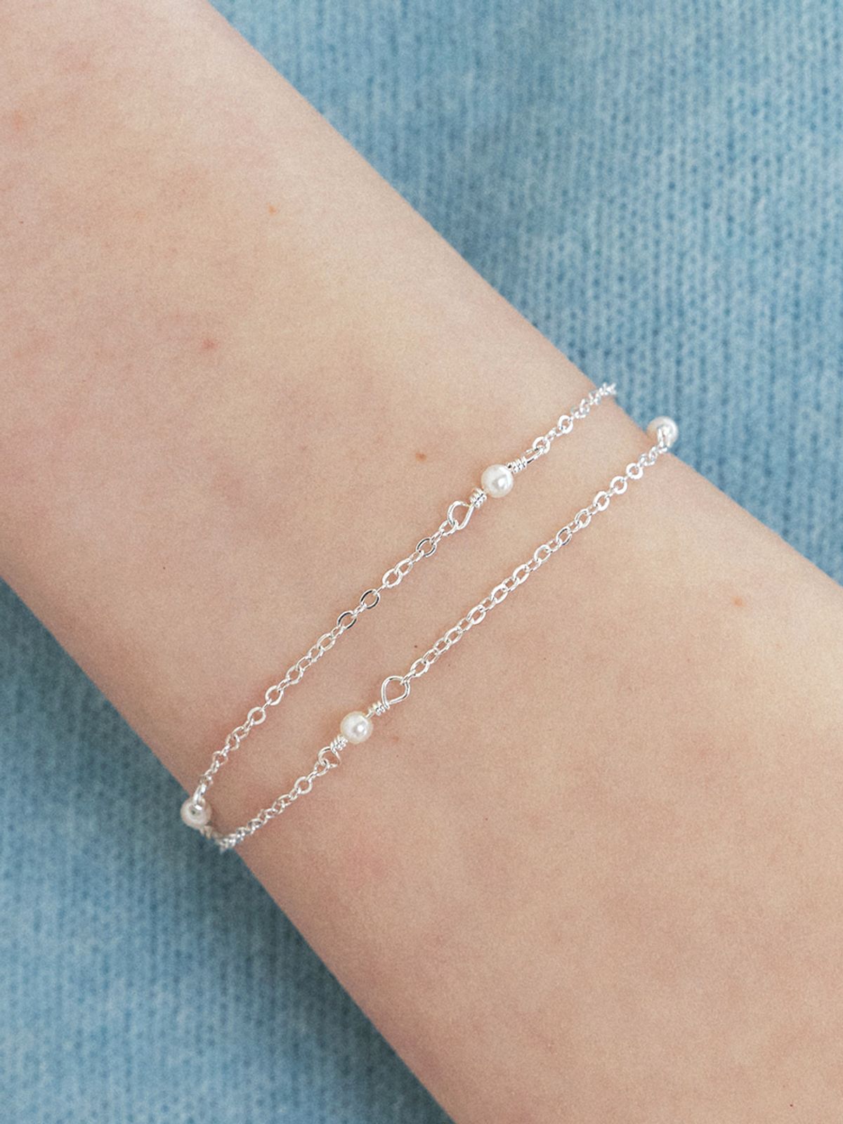 앵브록스(ENGBROX) cloudy pearl layered bracelet