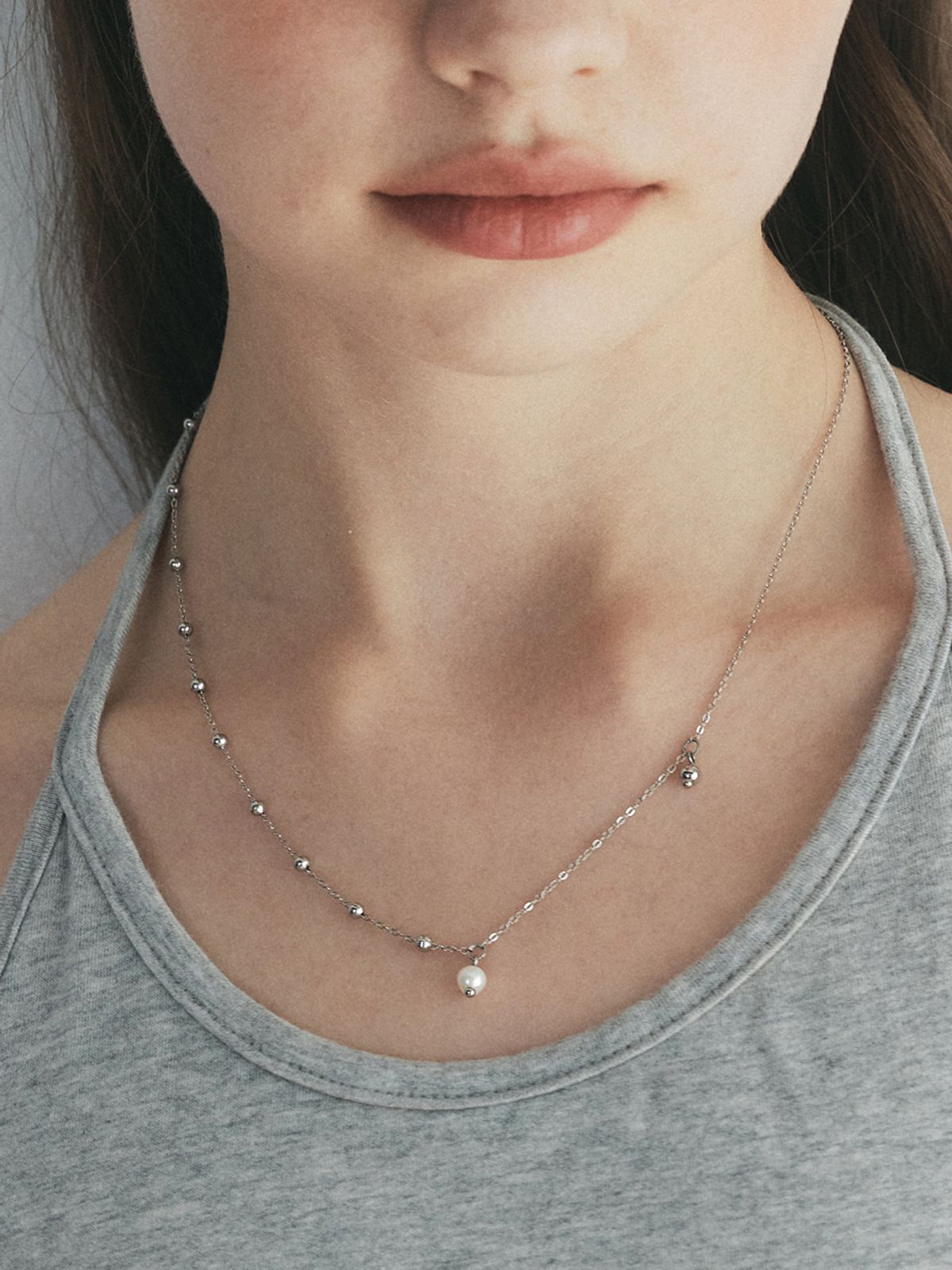 앵브록스(ENGBROX) pebbly pearl necklace