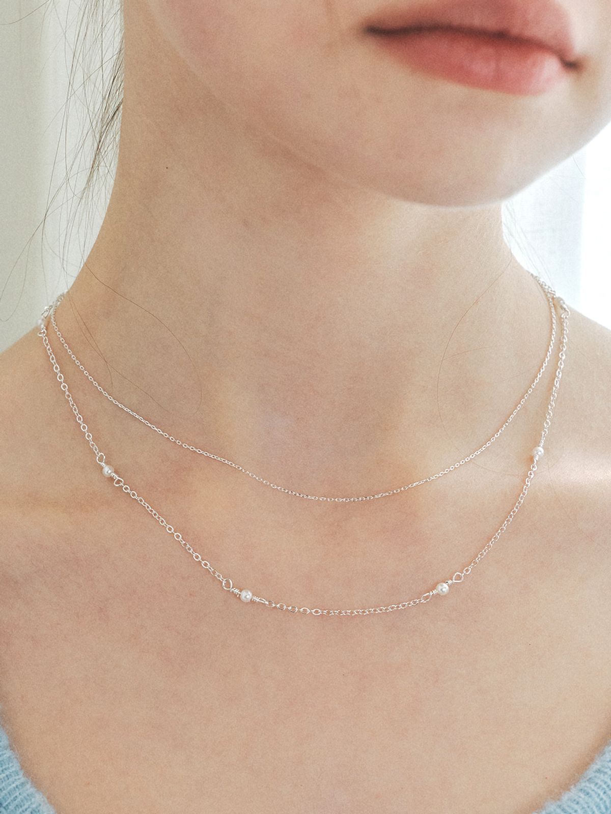 앵브록스(ENGBROX) cloudy pearl layered necklace