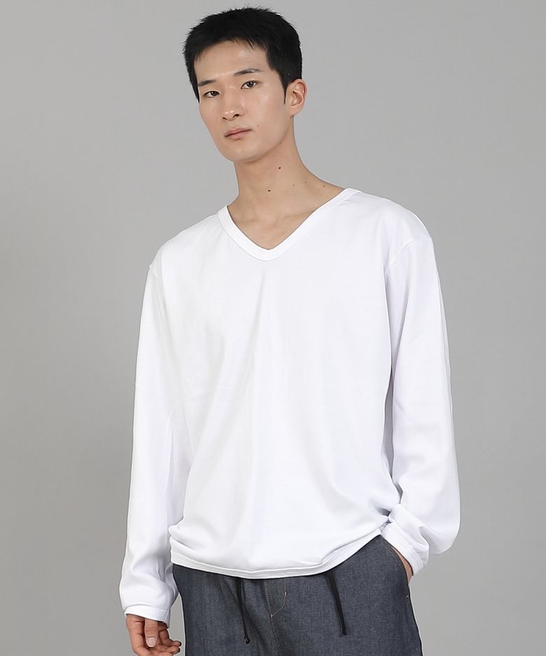 무지 V넥 스웨트셔츠 RVS-874 화이트