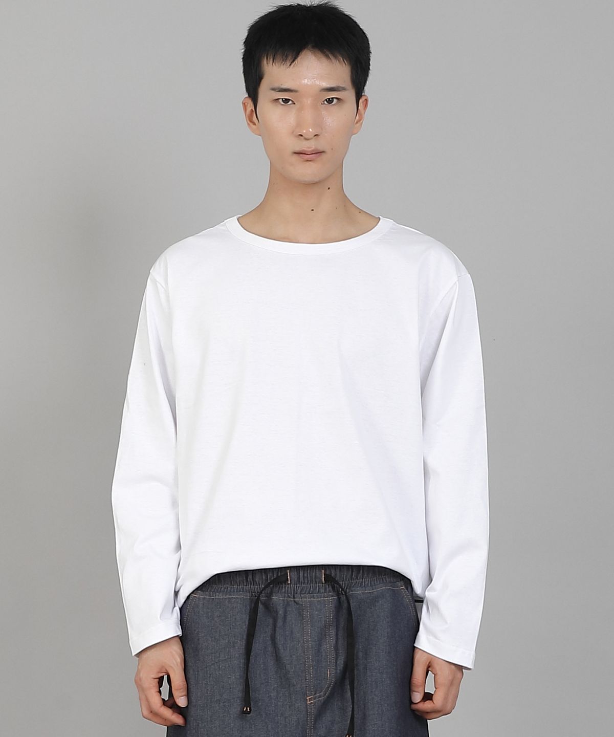 세인트크루(SAINTCREW) 무지 R넥 16s코튼 긴팔티셔츠 PRC-888 화이트
