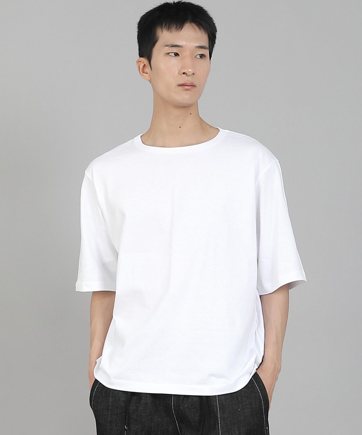 세인트크루(SAINTCREW) 무지 R넥 5부 반팔티셔츠 RHR-896 화이트