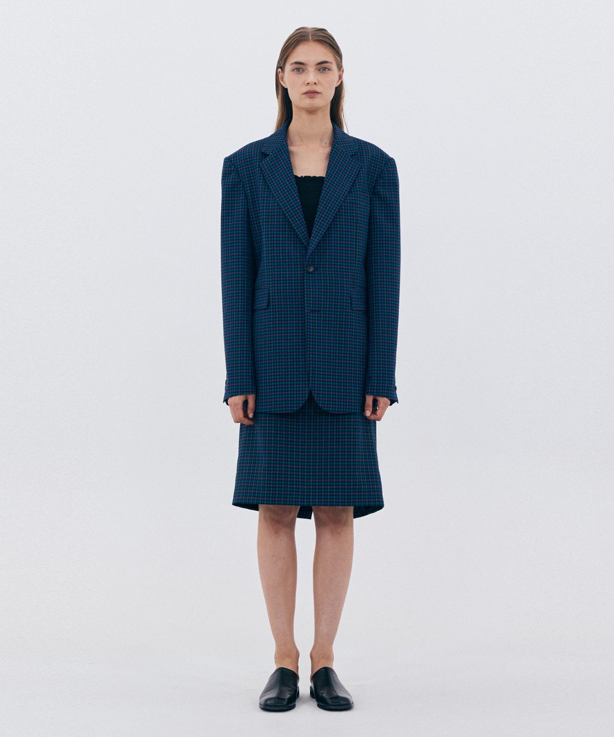 베데르미(VEDERMI) basic check blazer