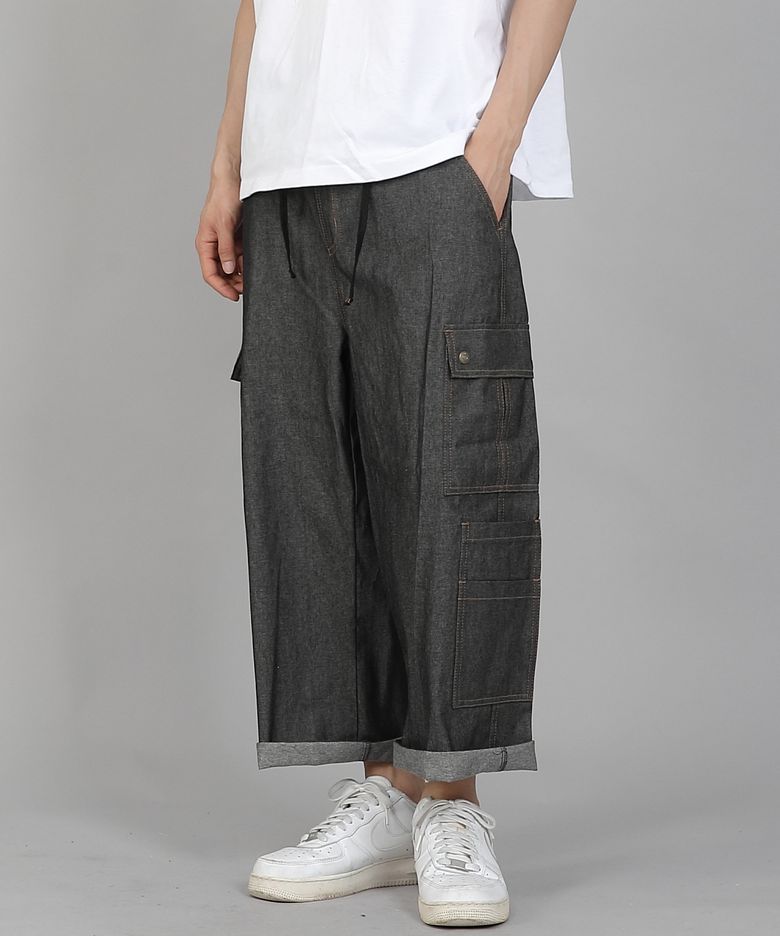 더블카고 9부 팬츠 DCP-382 데님 그레이블랙