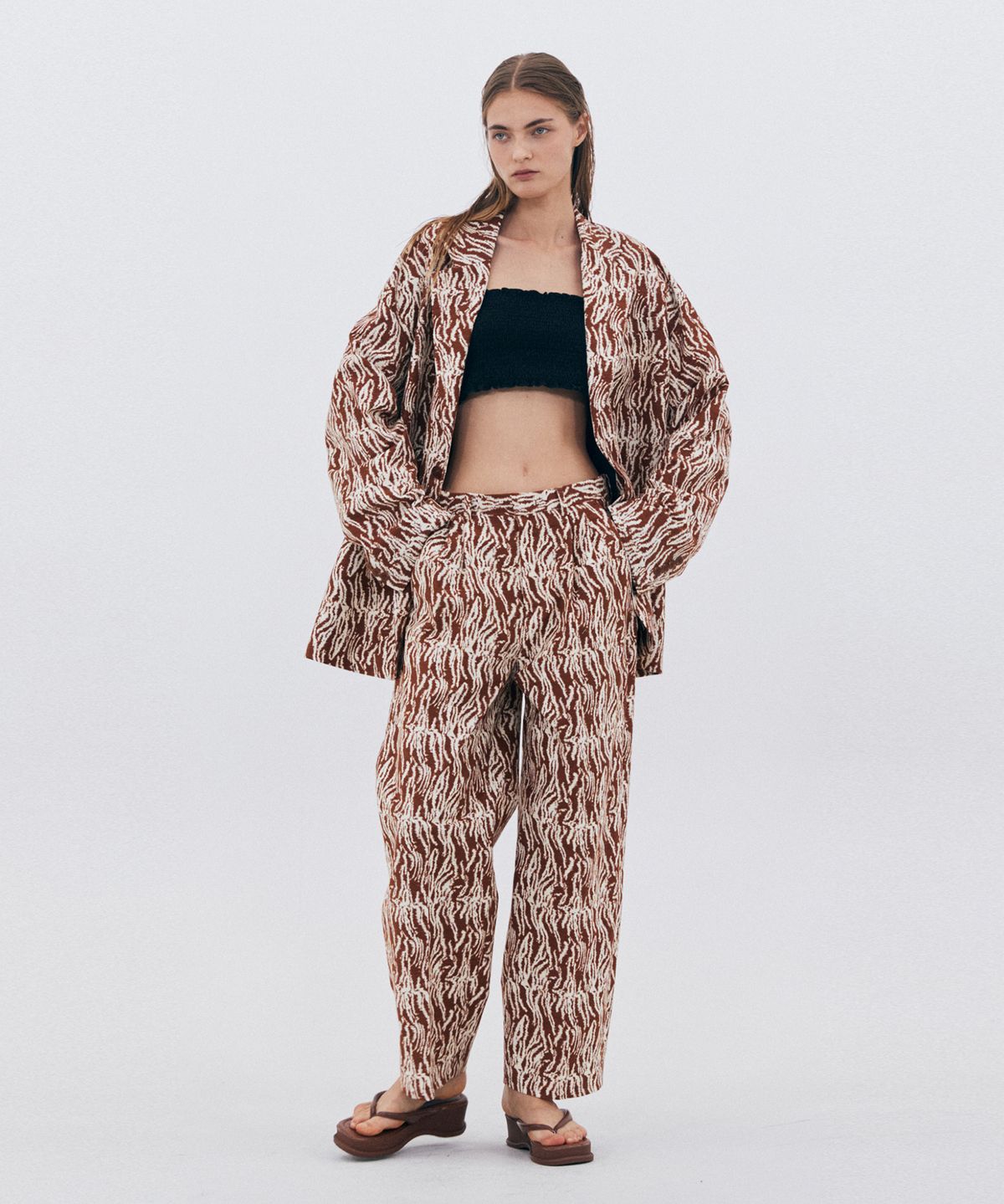 베데르미(VEDERMI) brown cotton-linen trouser