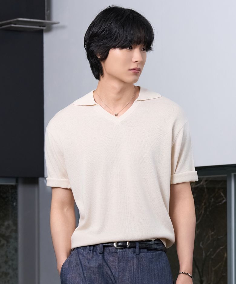 26 SS 워셔블 린넨 오픈카라 크롭 니트 (6컬러)