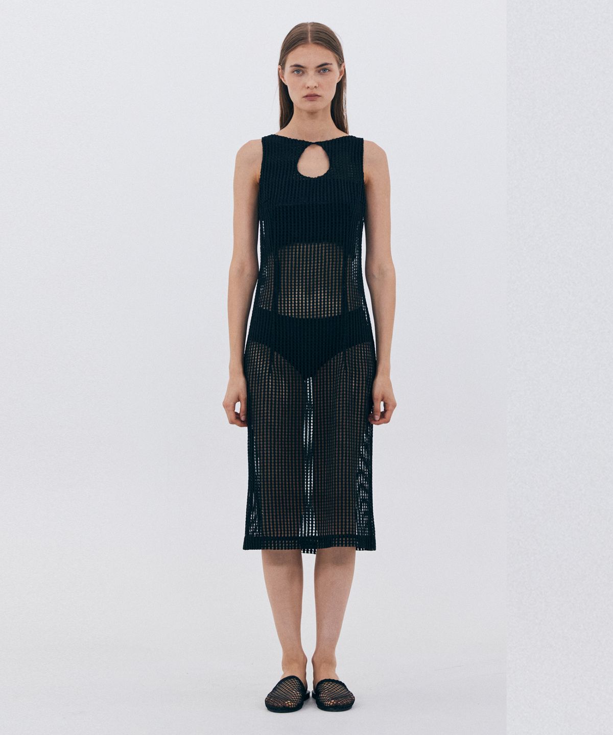 베데르미(VEDERMI) black mesh see through dress