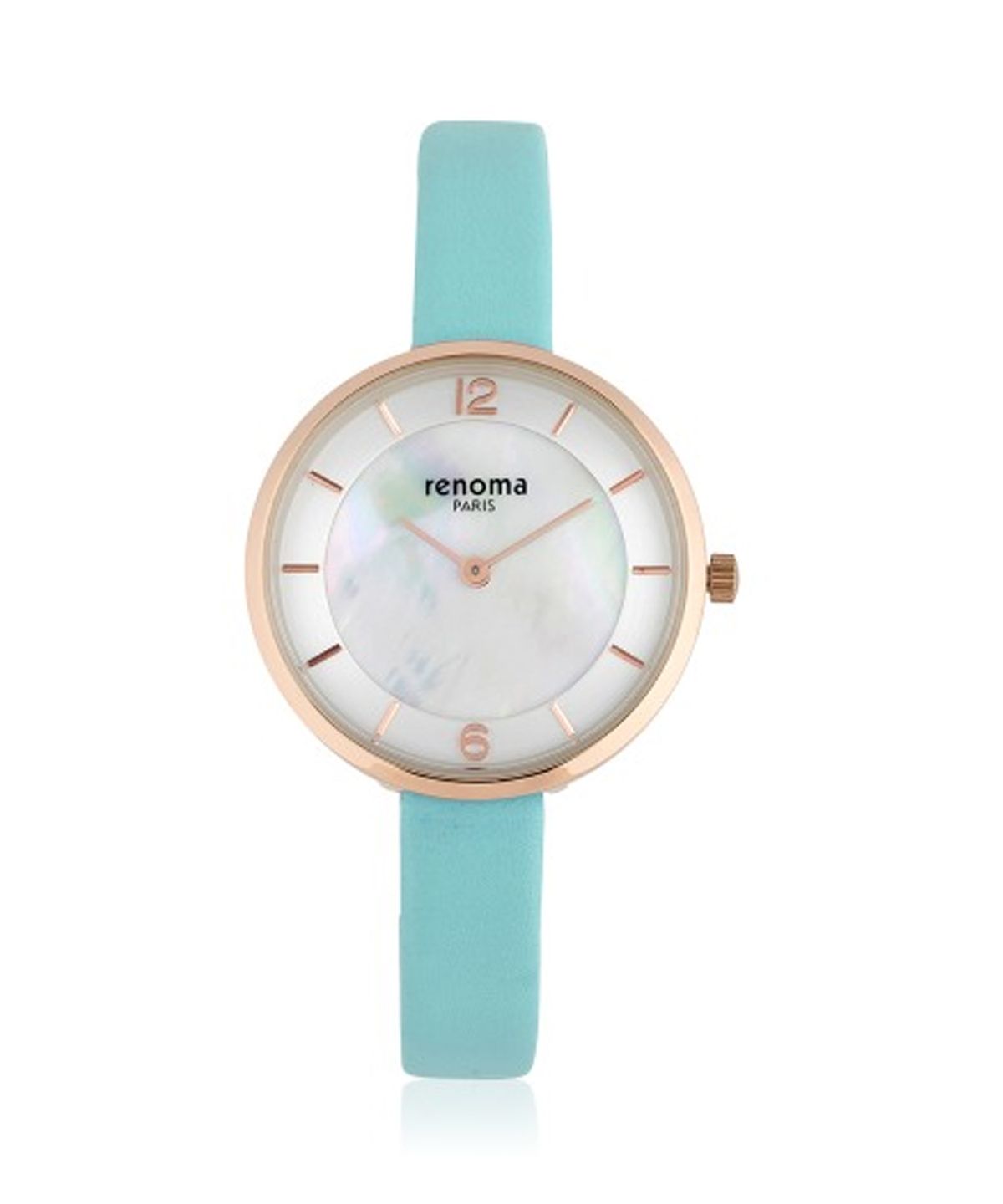 레노마 시계(RENOMA WATCH) 슬림 자개 로즈 민트 여성 가죽시계 RE525MT