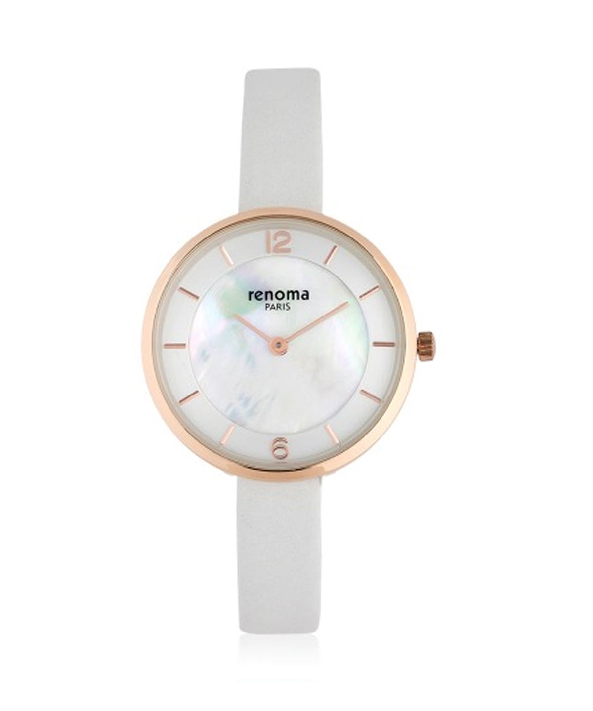 레노마 시계(RENOMA WATCH) 슬림 자개 로즈 화이트 여성 가죽시계 RE525WH