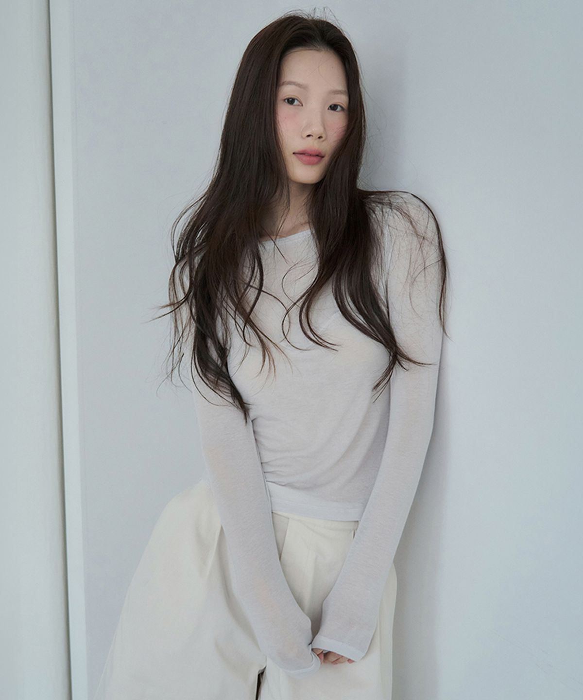 아미디(AMIDI) 시어 텐셀 티셔츠_그레이
