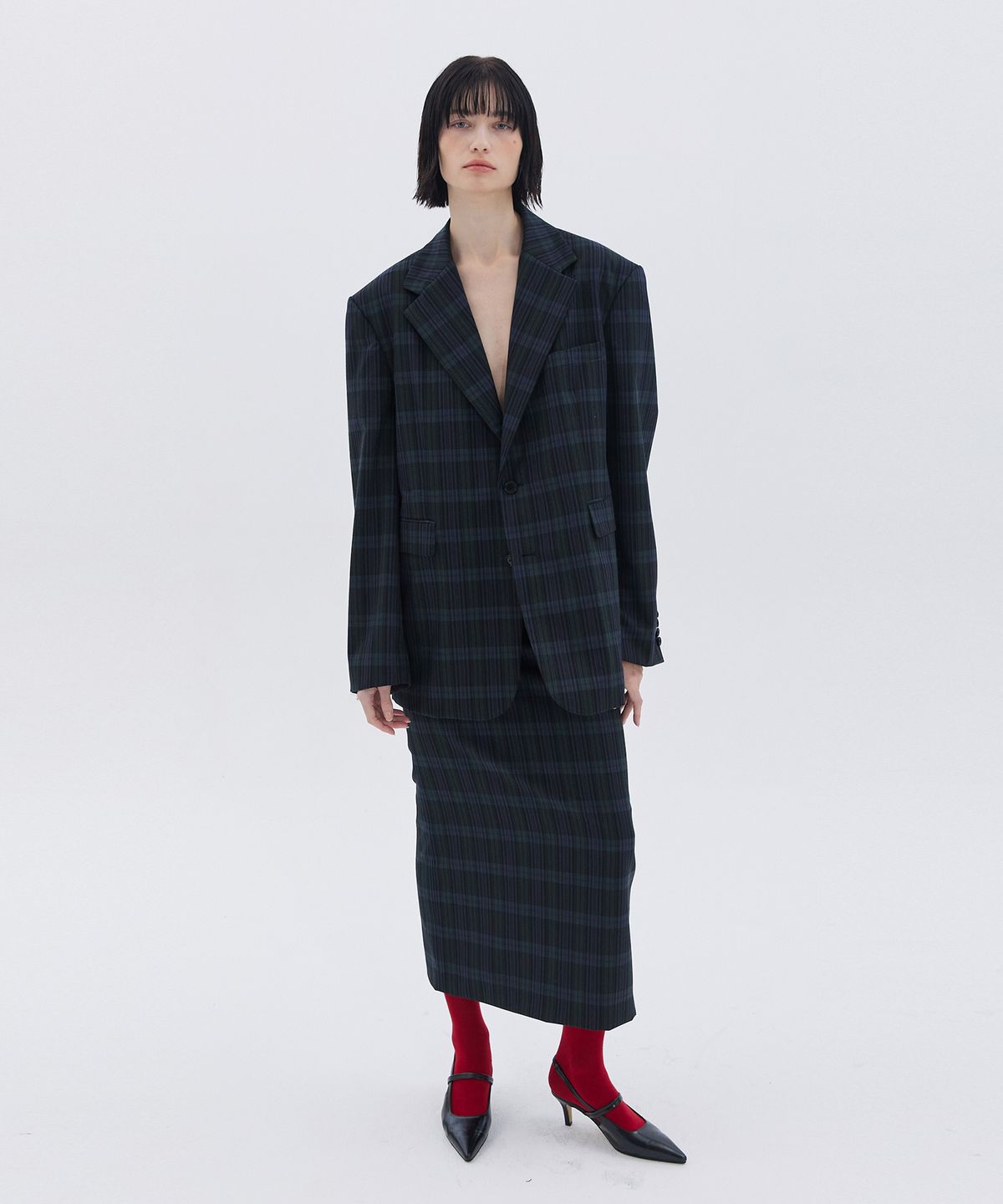 베데르미(VEDERMI) check tailored long skirt