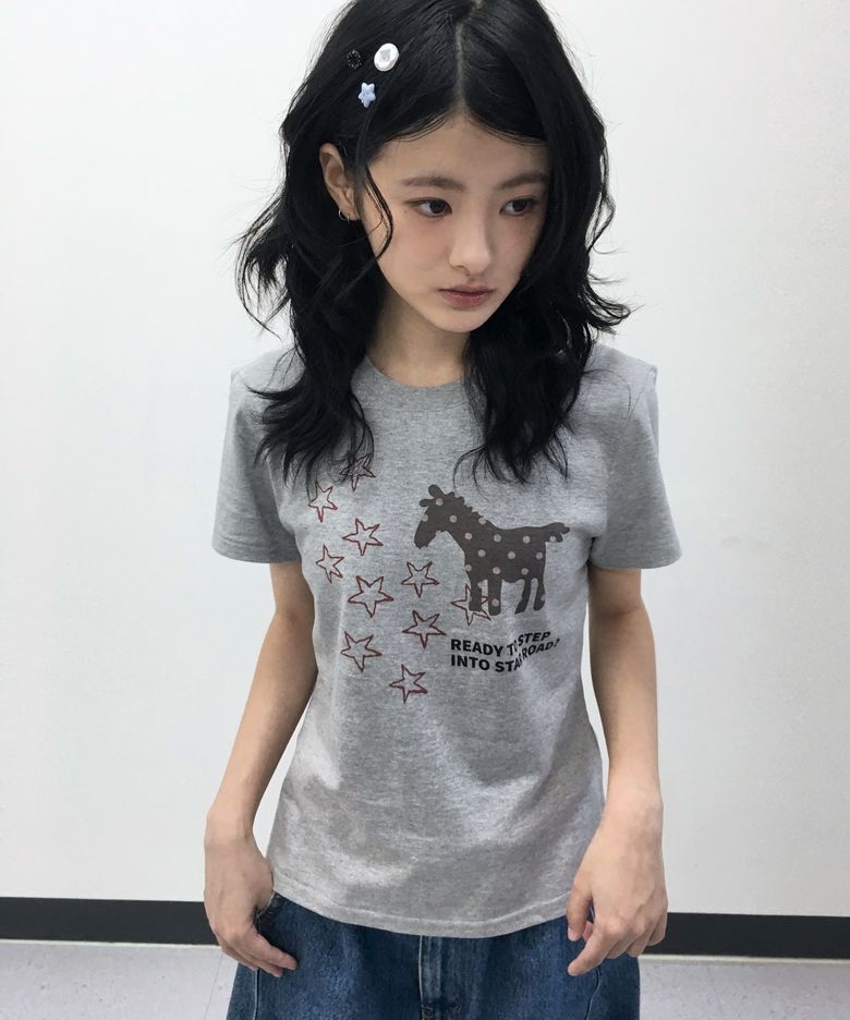 스타 로드 슬림핏 반팔티 그레이