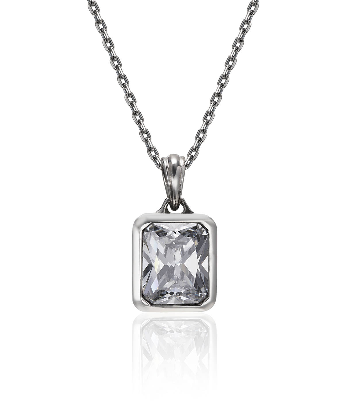 스팅925(STING925) White Emerald Cut Pendant