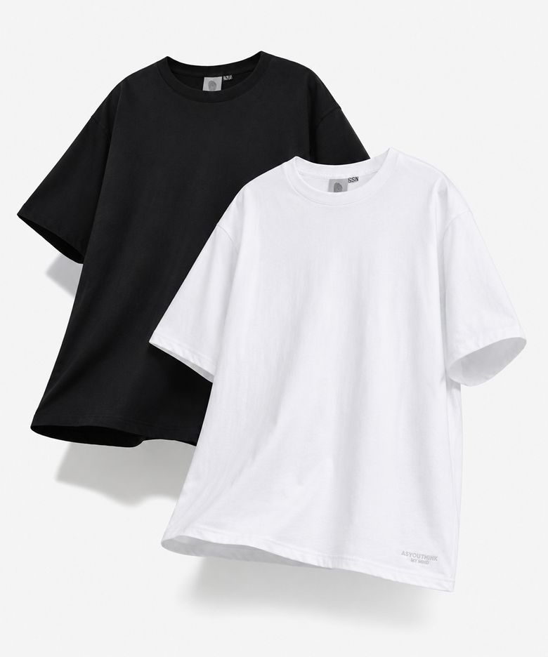 [2PACK] 레이어드 심플 로그 반팔 티셔츠