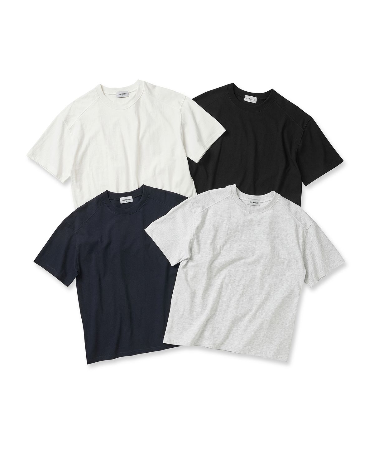 커즈넬로(CUZNELLO) [2-PACK] 커브드 세미크롭 반팔 티셔츠