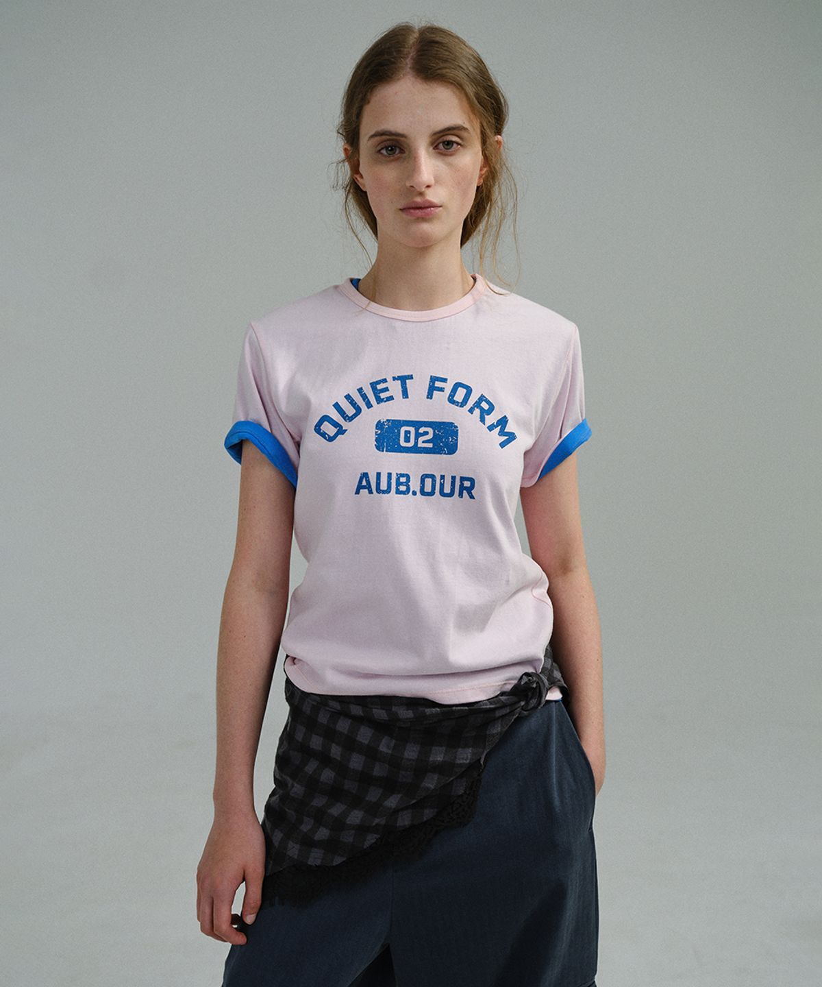 아우브아워(AUBOUR) vintage form t-shirt (pink)