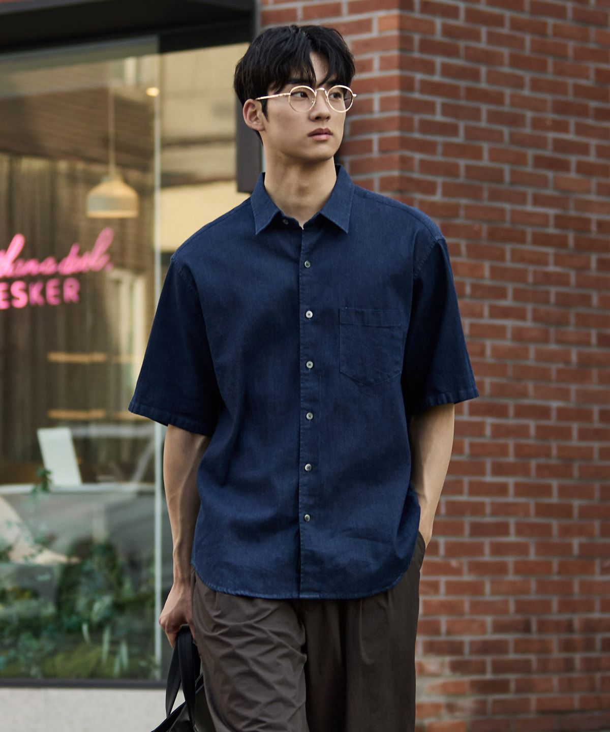에스티코(STCO) Gentlemens Philosophy 6.5oz 소프트 데님 반소매 셔츠_생지 (릴렉스핏)_JDSXB34OSL