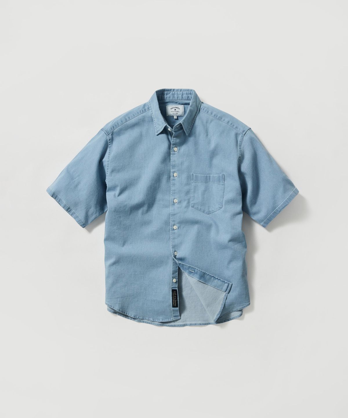 에스티코(STCO) Gentlemens Philosophy 6.5oz 소프트 데님 반소매 셔츠_연청 (릴렉스핏)_JDSXB31OSL