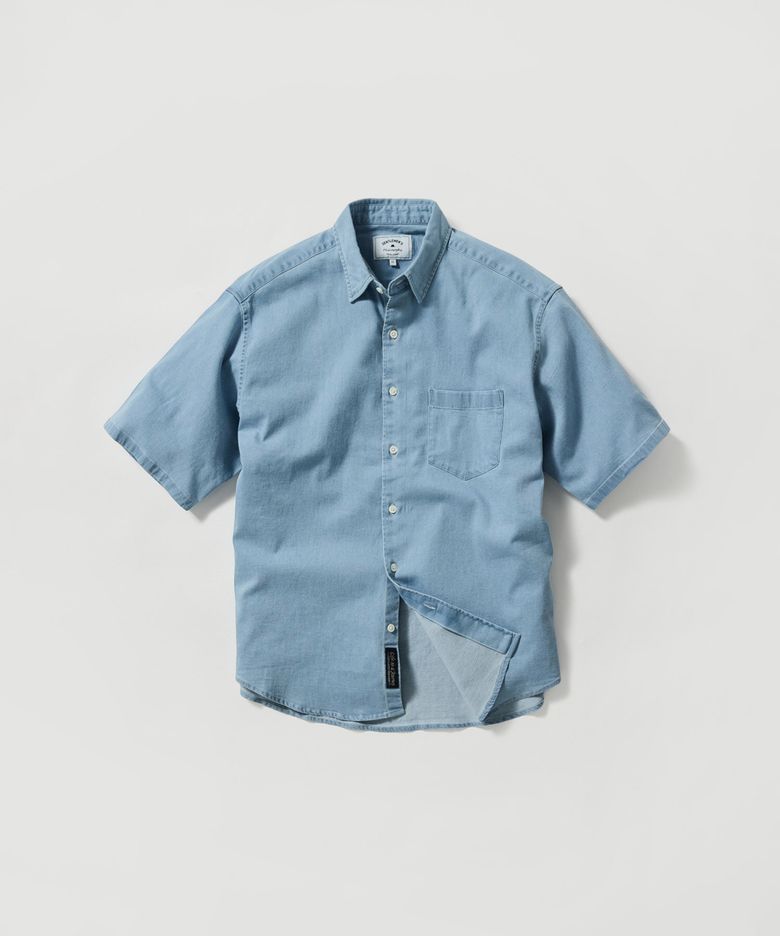 Gentlemens Philosophy 6.5oz 소프트 데님 반소매 셔츠_연청 (릴렉스핏)_JDSXB31OSL
