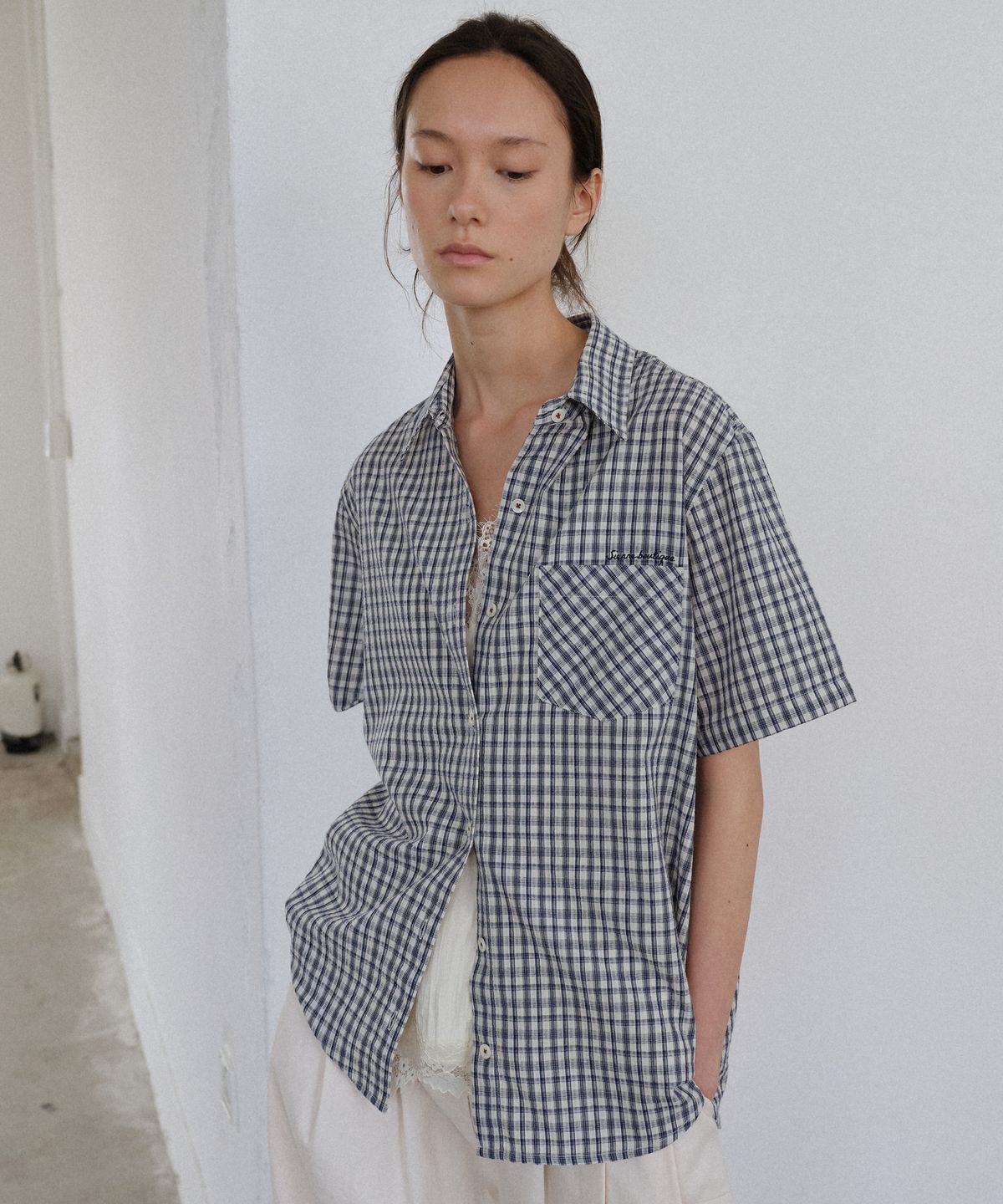 시엔느(SIENNE) Piccolo Check Shirt (Navy)
