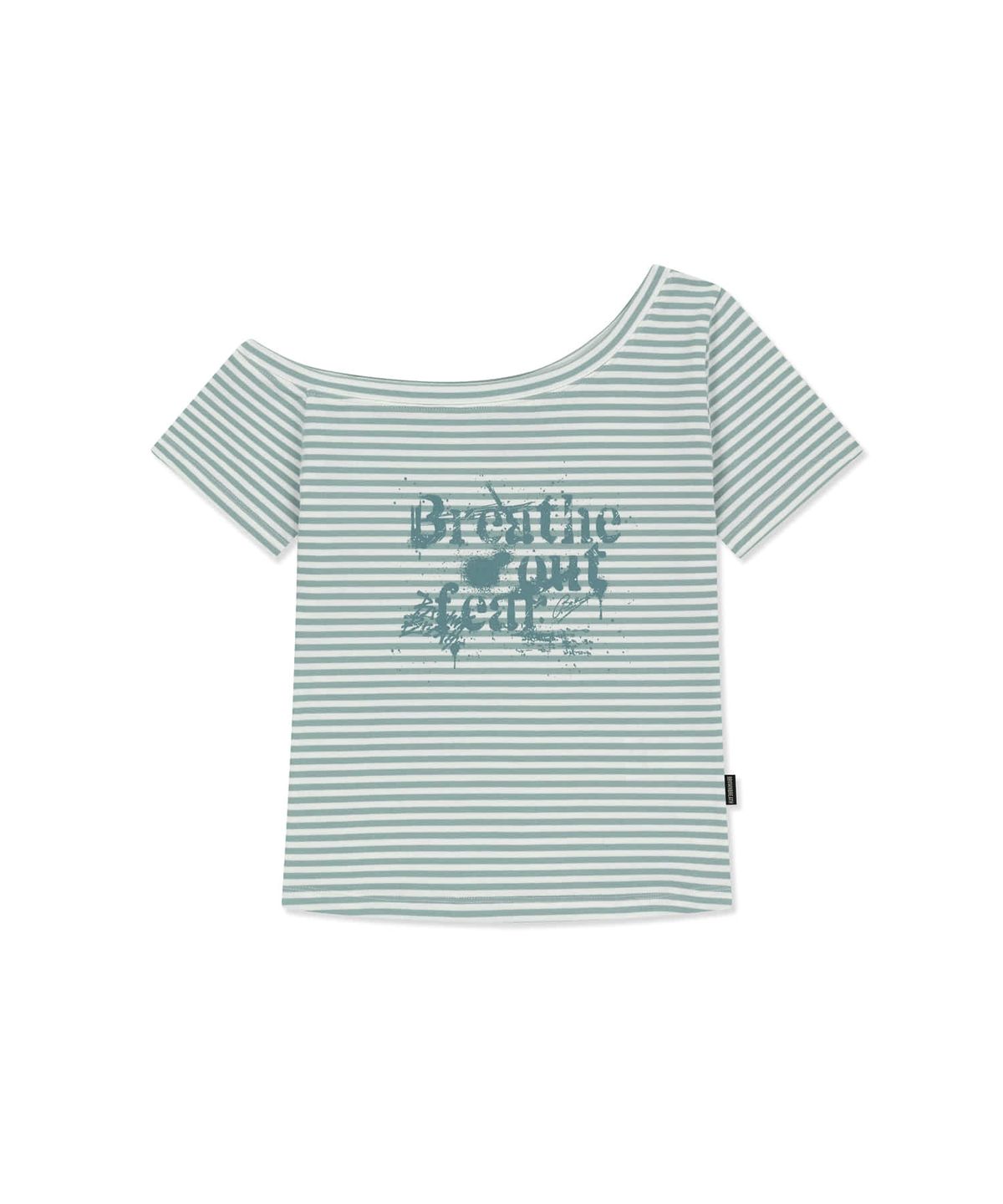 브라운브레스(BROWNBREATH) W STRIPE ONE SHOULDER TEE - MINT