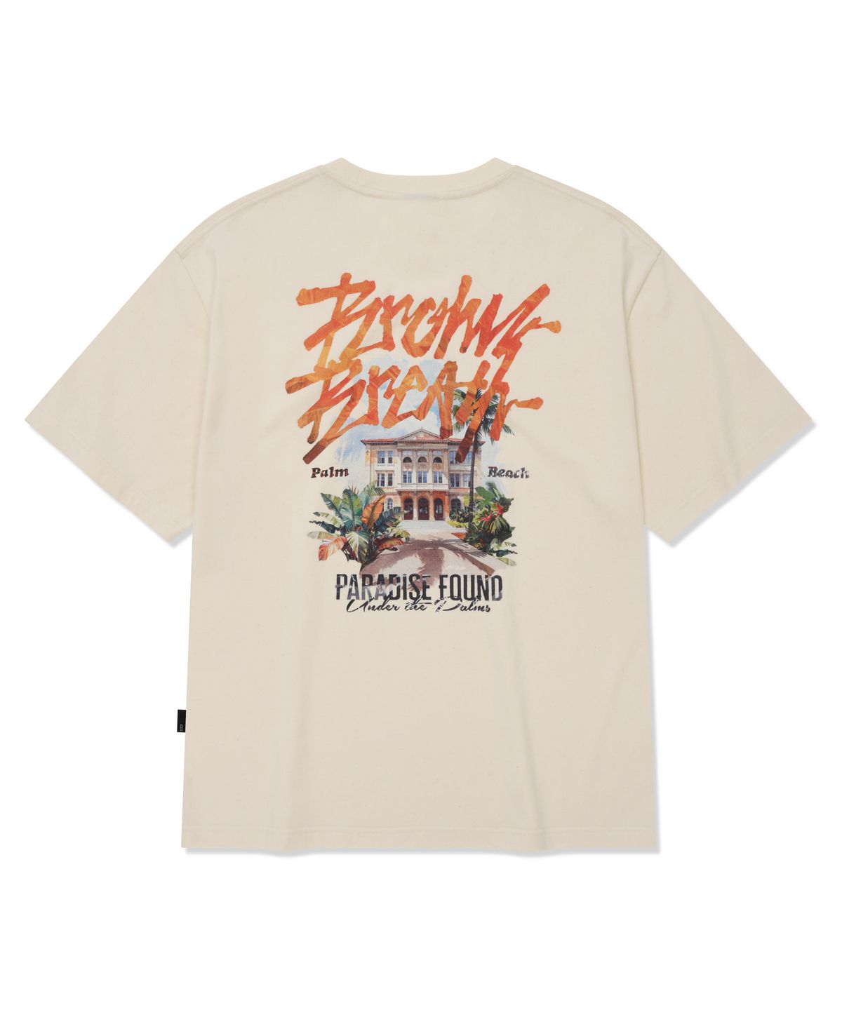 브라운브레스(BROWNBREATH) TROPICAL CRUSH TAG TEE - OATMEAL