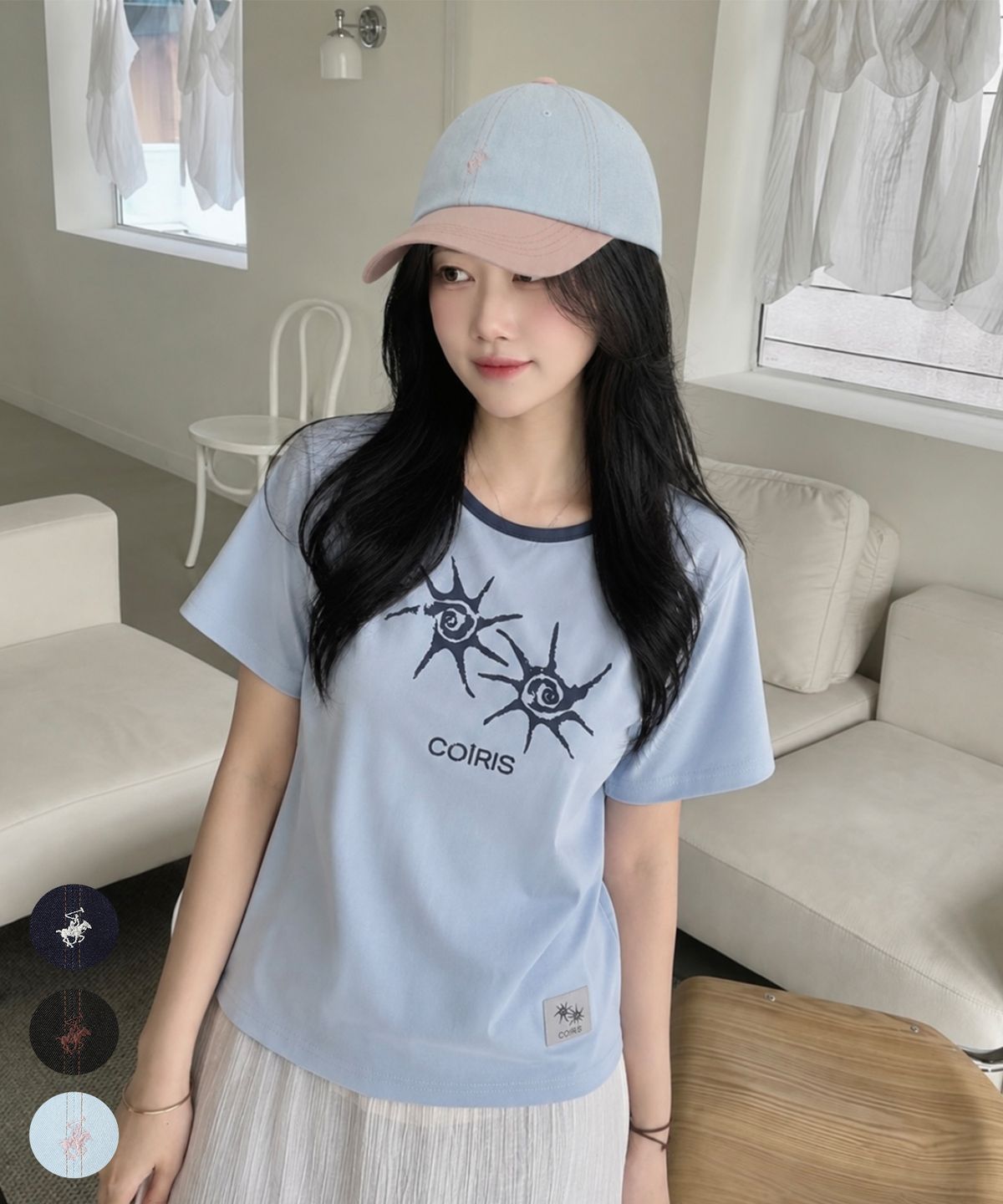 비버리힐스 폴로클럽(BHPOLOCLUB) 남여 공용 데님 투톤 볼캡 3Color AC008