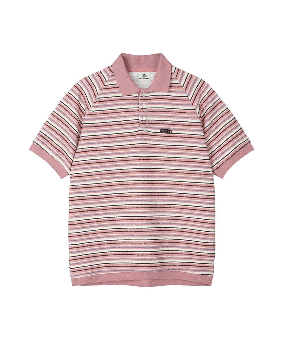선데이후르츠마켓(SUNDAY FRUIT MARKET) SUN STRIPE COLLAR TEE PINK