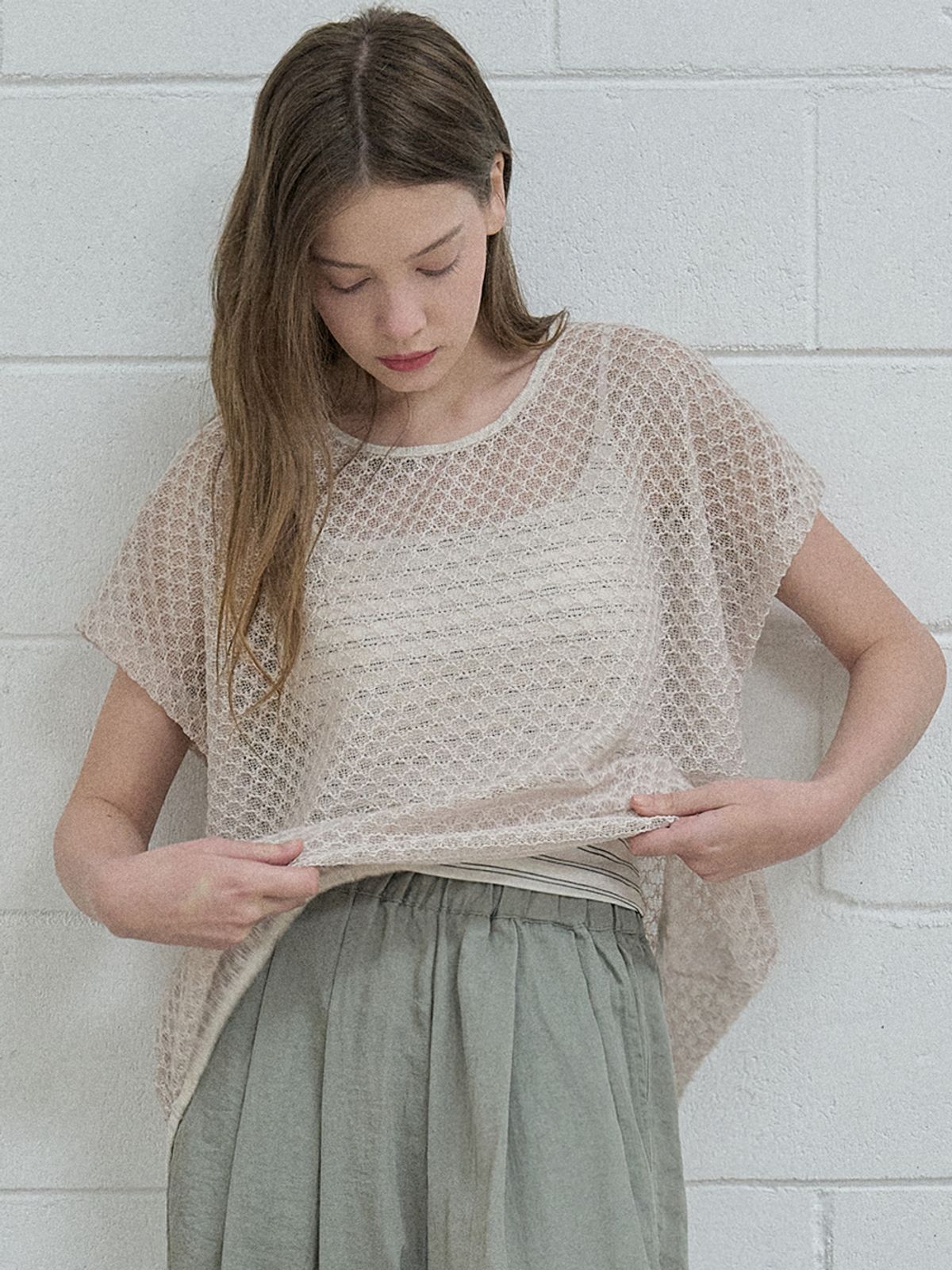 아방(AVANT-G) Poncho Oversized Knit - BEIGE