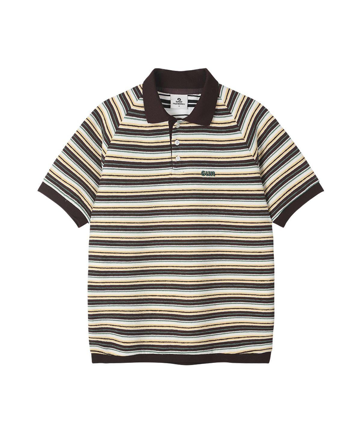 선데이후르츠마켓(SUNDAY FRUIT MARKET) SUN STRIPE COLLAR TEE BROWN