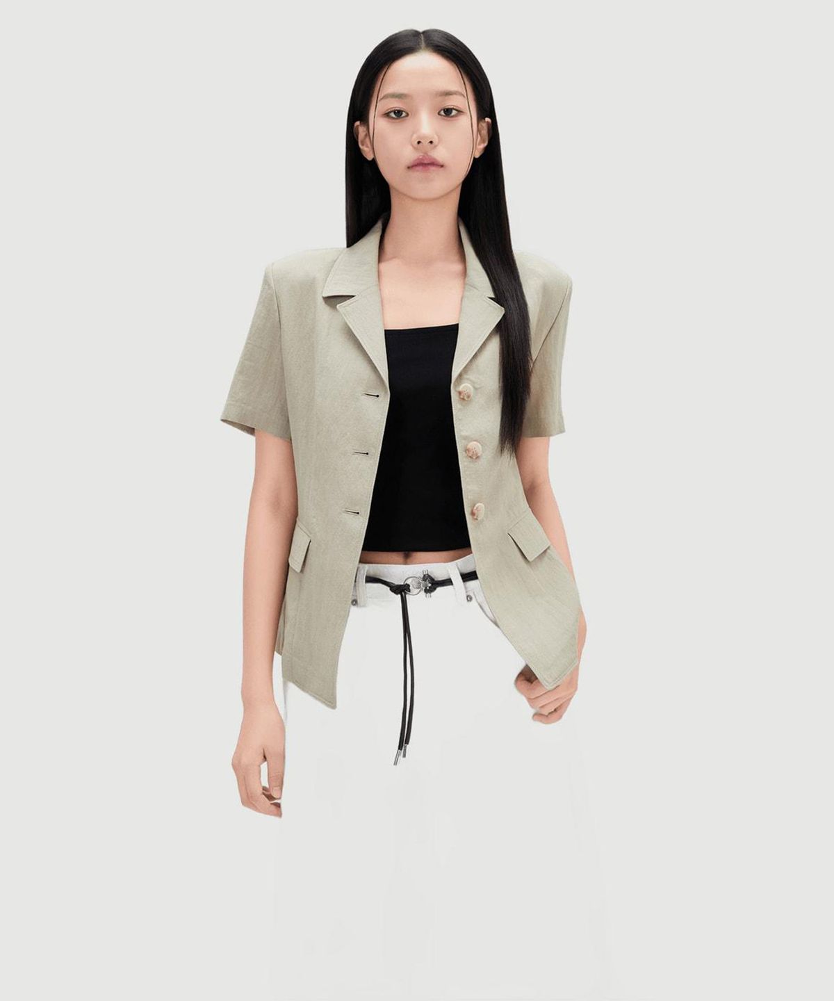 미쏘(MIXXO) 슬림핏 반팔 자켓_MIWJKG721B