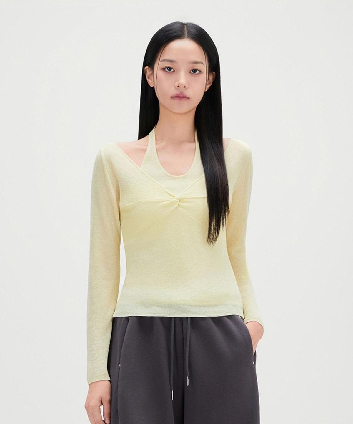 미쏘(MIXXO) 시스루 레이어드 꼬임 니트_MIWKAG709T