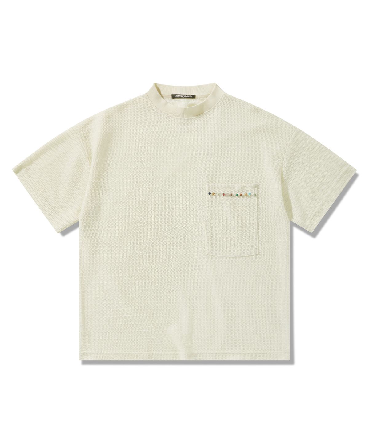 미니멀프로젝트(MINIMALPROJECT) 비즈 스카시 포켓 반팔니트 MST178 [WHITE]
