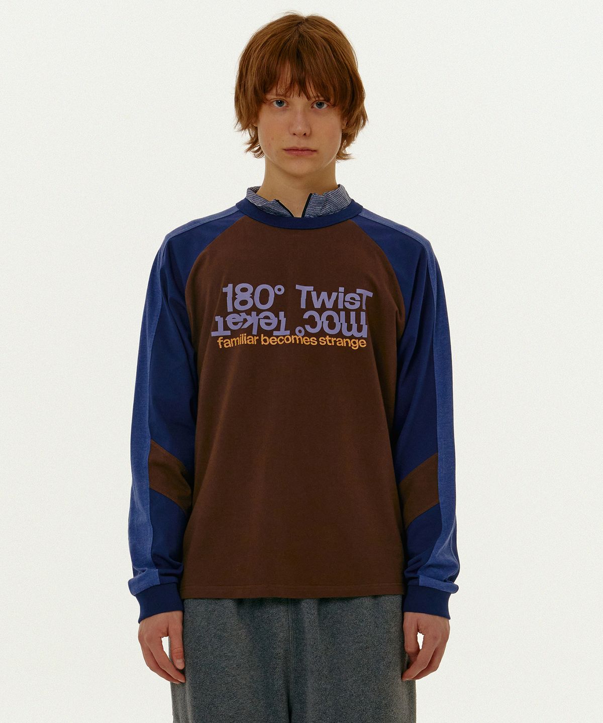 테켓(TEKET) Reversal Colorblock L/S Tee Brown
