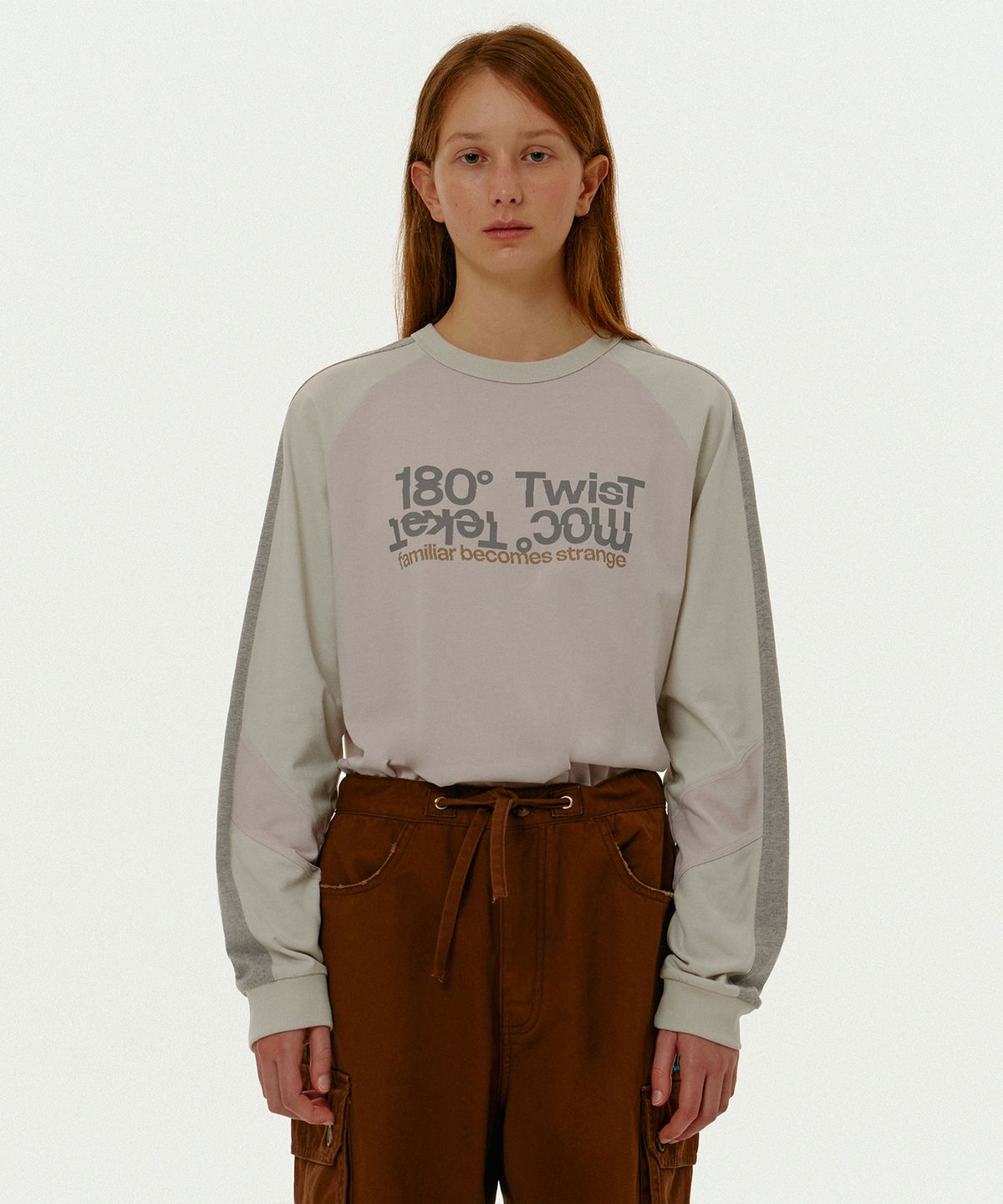 테켓(TEKET) Reversal Colorblock L/S Tee Pink