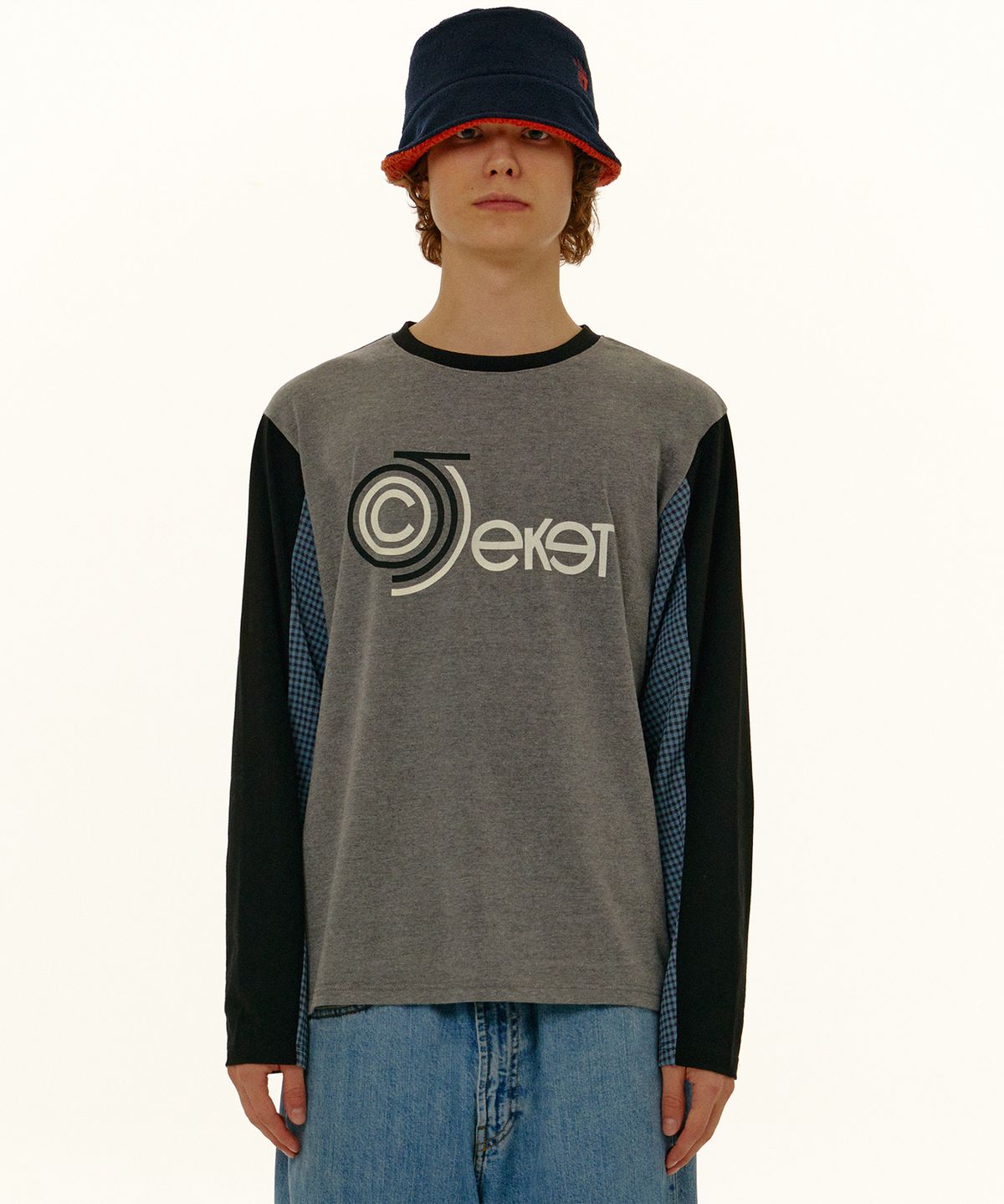 테켓(TEKET) CT Curve Colorblock L/S Tee Melange Gray
