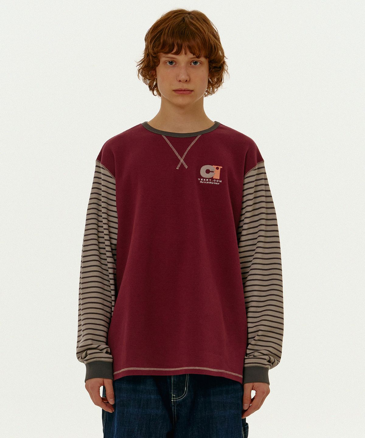 테켓(TEKET) Blink Waffle L/S Tee Burgundy