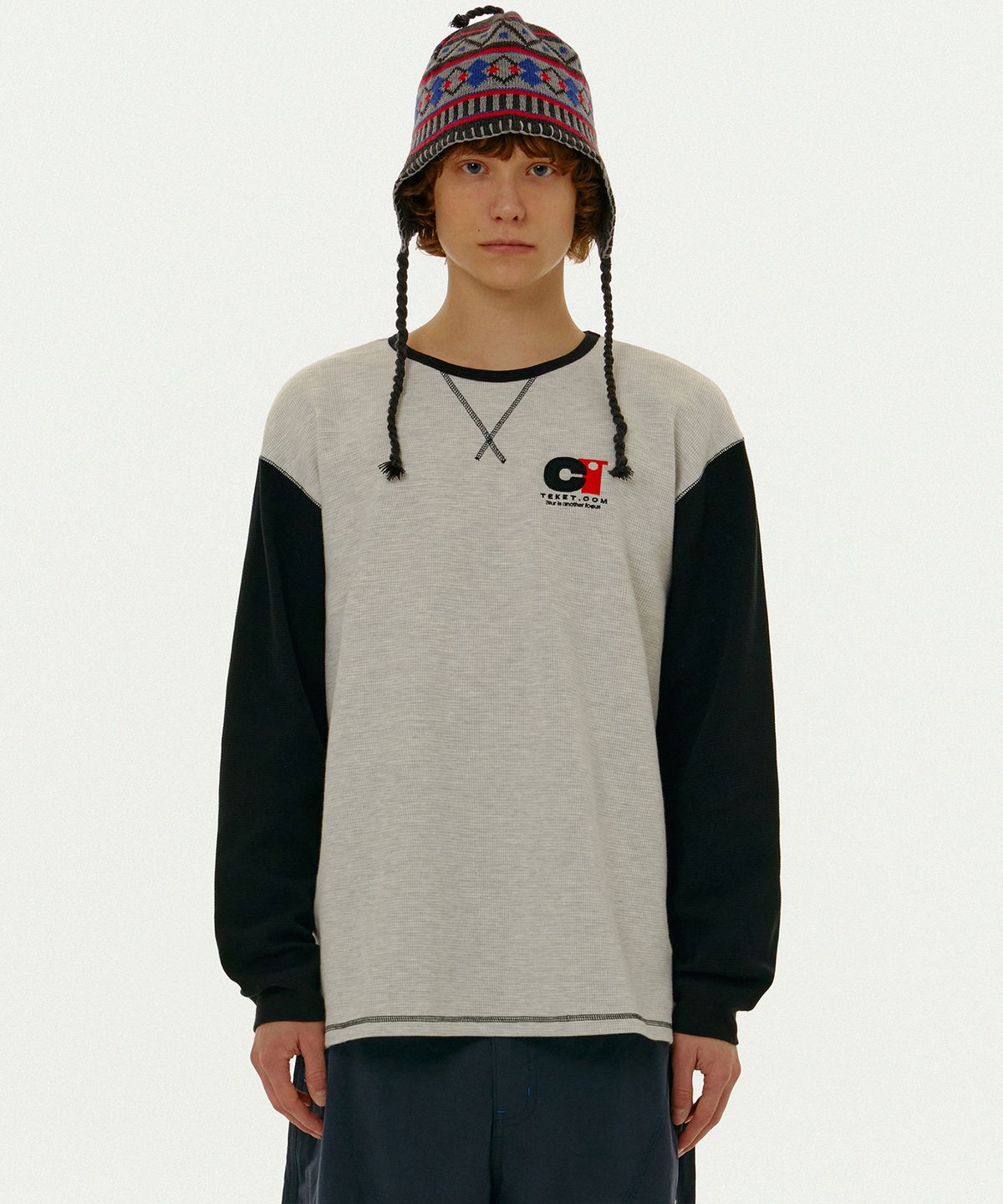 테켓(TEKET) Blink Waffle L/S Tee Melange Gray