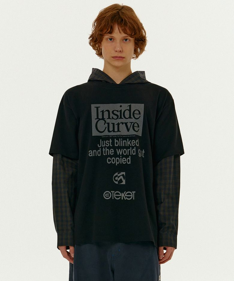 Flicker Layered Hooded Tee Black