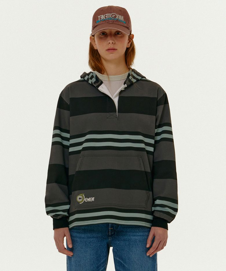 CT Curve Stripe Hooded Tee Charcoal