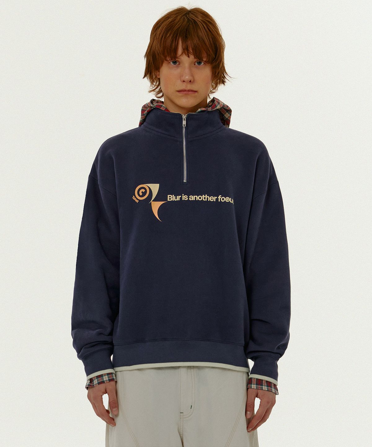 테켓(TEKET) CT Twist Half Zip-Up Sweatshirt Navy