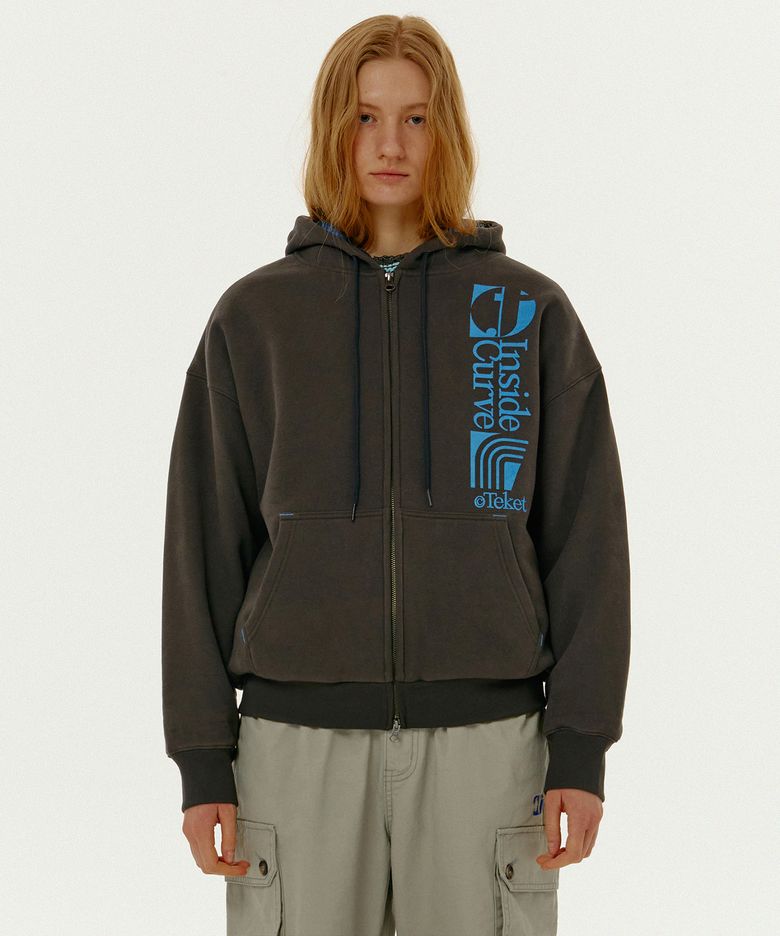 Convex Zip-Up Hoodie Charcoal